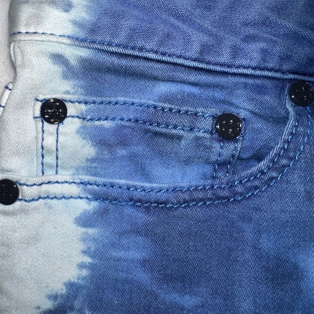 Tory Burch Tie Dye Denim Cutoff Shorts Size 27 Frayed Hem - Picture 10 of 14